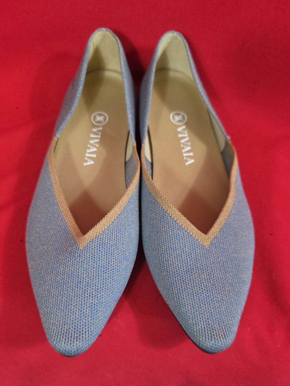 VIVAIA Vienna pointed-toe V-cut flats in sandy blue Womens Size 9 40